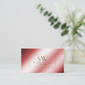 Luxe Ruby Red Gold Decor met monogram en Logo Visitekaartje (Staand voorkant)