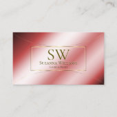Luxe Ruby Red Gold Decor met monogram en Logo Visitekaartje (Voorkant)
