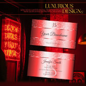 Luxe Ruby Red Sparkle Glitter en Monogram Noble Visitekaartje