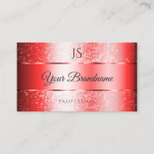 Luxe Ruby Red Sparkle Glitter en Monogram Noble Visitekaartje (Voorkant)