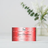 Luxe Ruby Red Sparkle Glitter Logo en Monogram Visitekaartje (Staand voorkant)