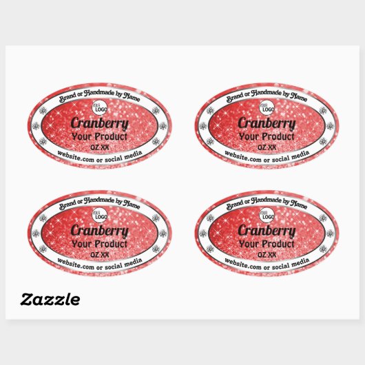 Luxe Ruby Red Sparkle Glitter Product Label Logo (Vel)
