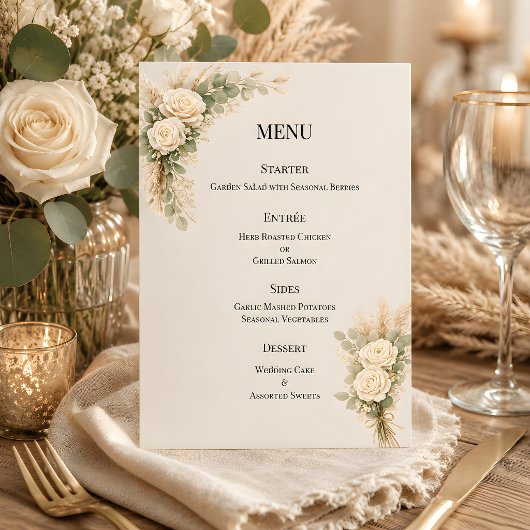 Luxe Rustieke Bloemen Met Pampagras  Menu