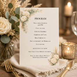 Luxe Rustieke Bloemen Met Pampagras Programmakaart