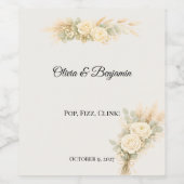 Luxe Rustieke Bruiloft Met Ivoorrozen Wijn Etiket (Enkel label)