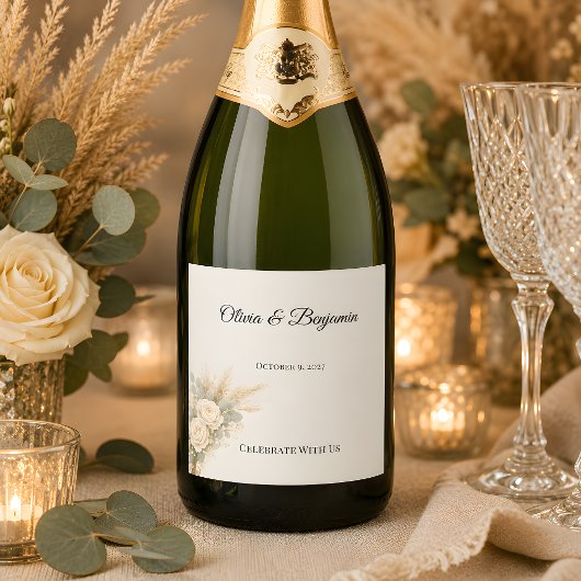 Luxe Rustieke Bruiloft Sparkling Wijnetiket