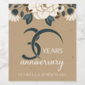 Luxe rustieke Floral 30e bruiloft Jubileum Wijn Etiket (Enkel label)