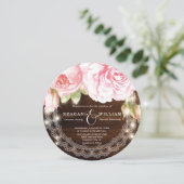 Luxe rustieke houten Rozen bruiloft Kaart (Staand voorkant)