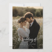 Luxe rustieke minimalistische romantische foto bru kaart (Voorkant)