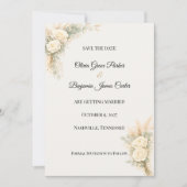 Luxe Rustieke Roos Met Pampagras Save The Date (Voorkant)