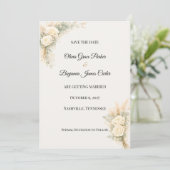 Luxe Rustieke Roos Met Pampagras Save The Date (Staand voorkant)