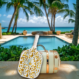 Luxe Safari Chic Goud Luipaardprint Pickleball Paddle