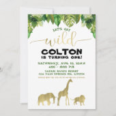 Luxe Safari Oerwoud Verjaardag Modern Wild One Kaart (Voorkant)