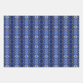 Luxe saffier blauw goud patroon inpakpapier vel (Voorkant)