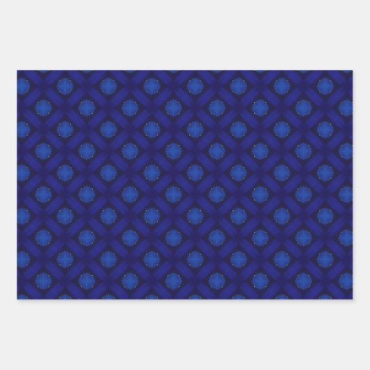 Luxe saffier blauw goud patroon inpakpapier vel (Voorkant 3)