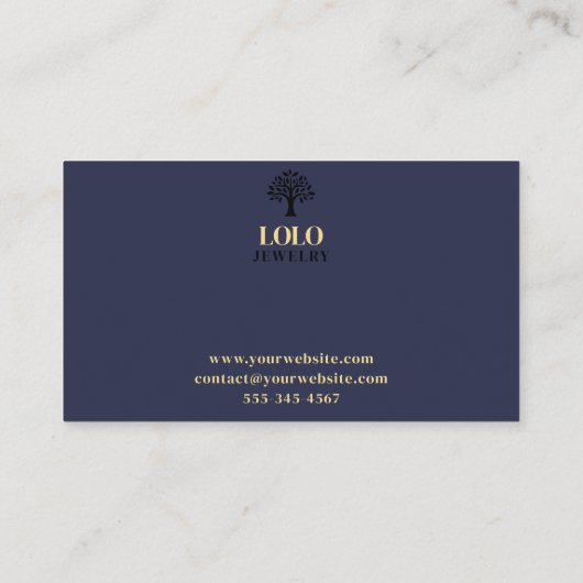 Luxe saffier blauw met gouden sieraden visitekaartje (Achterkant)