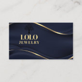 Luxe saffier blauw met gouden sieraden visitekaartje (Voorkant)