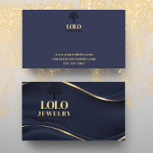 Luxe saffier blauw met gouden sieraden visitekaartje