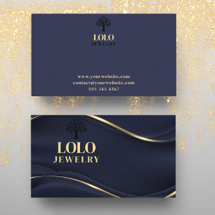 Luxe saffier blauw met gouden sieraden visitekaartje