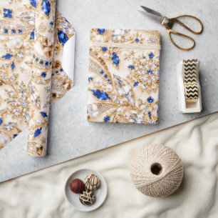 Luxe Saffier Kerst Inpakpapier