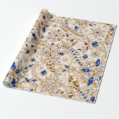 Luxe Saffier Kerst Inpakpapier (Uitgerold)