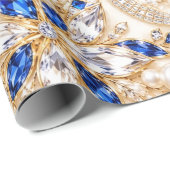 Luxe Saffier Kerst Inpakpapier (Rol Hoek)