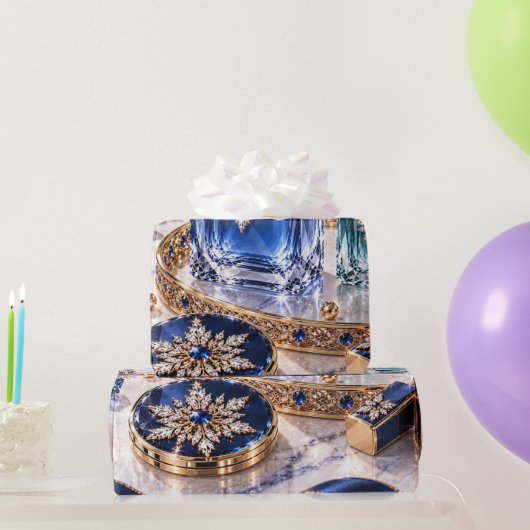 Luxe Saffier Kerstschoonheid Cadeaupapier (Feestgeschenken)