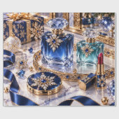 Luxe Saffier Kerstschoonheid Cadeaupapier (Vlak)