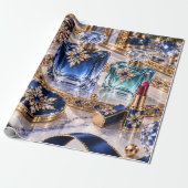 Luxe Saffier Kerstschoonheid Cadeaupapier (Uitgerold)