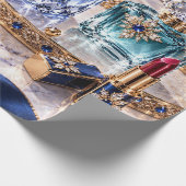 Luxe Saffier Kerstschoonheid Cadeaupapier (Hoek)