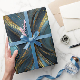 Luxe saffier marine goud curve abstract patroon cadeaupapier