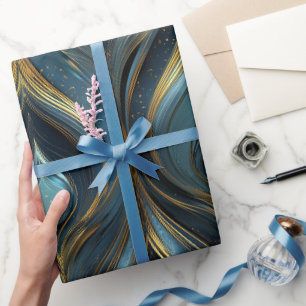 Luxe saffier marine goud curve abstract patroon cadeaupapier