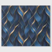 Luxe saffier marinegoud gebogen abstract patroon cadeaupapier (Vlak)