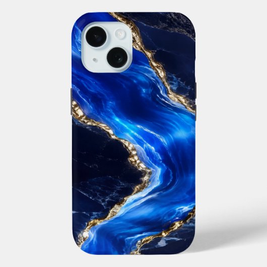 Luxe saffier marmeren rivier Case-Mate iPhone case (Achterkant)