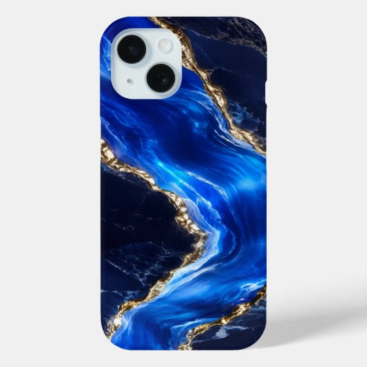 Luxe saffier marmeren rivier Case-Mate iPhone case (Achterkant)