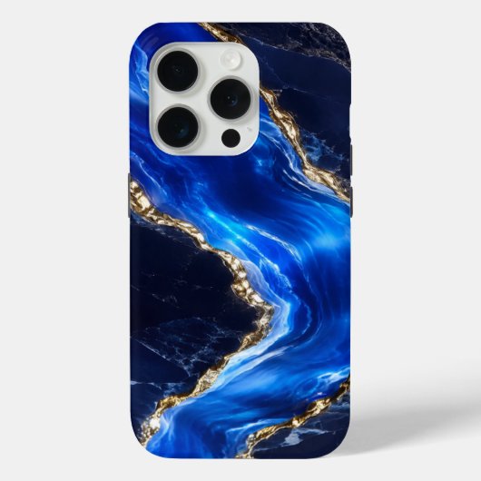 Luxe saffier marmeren rivier Case-Mate iPhone case (Achterkant)