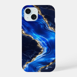 Luxe saffier marmeren rivier iPhone 15 case