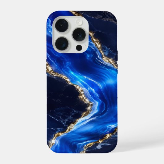 Luxe saffier marmeren rivier iPhone hoesje (Achterkant)