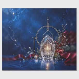 Luxe Saffier Sieraden Kerst Inpakpapier