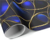 Luxe saffierblauwe gouden glans abstract patroon cadeaupapier (Rol Hoek)