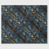 Luxe saffierblauwe gouden glans abstract patroon cadeaupapier (Vlak)