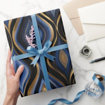 Luxe saffierblauwe gouden glans abstract patroon