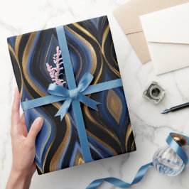 Luxe saffierblauwe gouden glans abstract patroon cadeaupapier