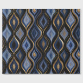 Luxe saffierblauwe gouden glans abstract patroon cadeaupapier (Vlak)