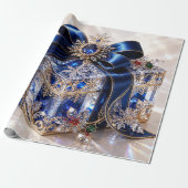 Luxe Saffierblauwe Kerstcadeauverpakkings Papier (Uitgerold)