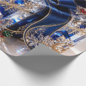 Luxe Saffierblauwe Kerstcadeauverpakkings Papier (Hoek)