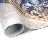 Luxe Saffierblauwe Kerstcadeauverpakkings Papier (Rol Hoek)