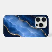 Luxe saffierblauwe marmer iPhone hoesje (Achterkant horizontaal)