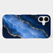 Luxe saffierblauwe marmer iPhone hoesje (Achterkant horizontaal)
