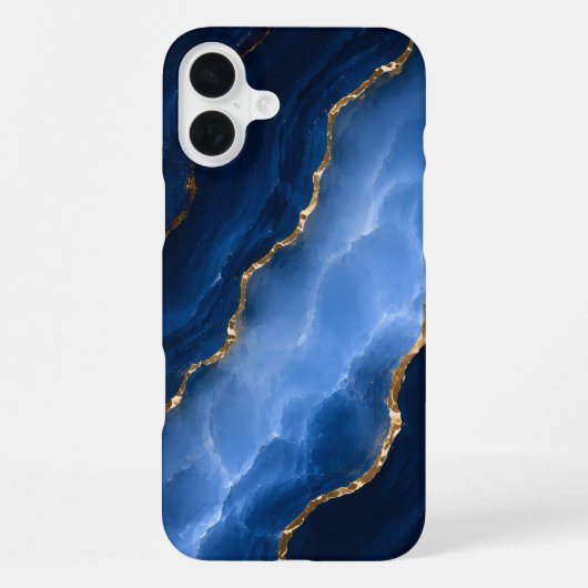 Luxe saffierblauwe marmer iPhone hoesje (Achterkant)